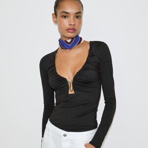 ZARA DRAPED POLYAMIDE TOP